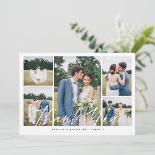 Invitation Minimum 5 photo Collage blanc Mariage de script de (Debout devant)