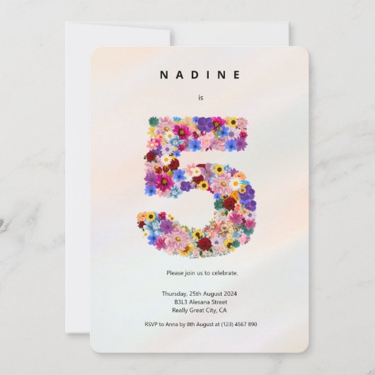 Invitation minimum 5e anniversaire Élégant style c (Devant)