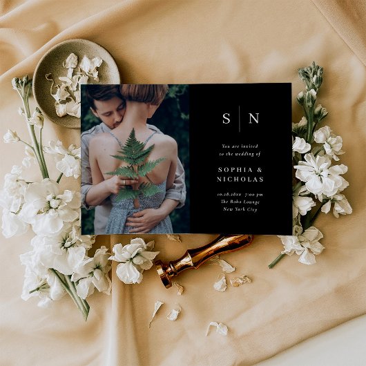 Invitation Minimum et chic | Black Photo Wedding