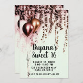 Invitation Mink rose Rose Lumières or de l'ivoire rustique Sw (Devant / Derrière)