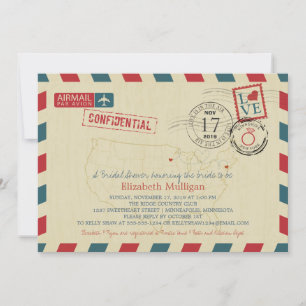 Invitation Minnesota et New York Airmail  Fête de l'mariée