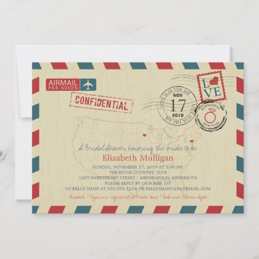 Invitation Minnesota et New York | Fête des mariées (Devant)