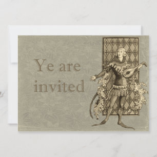 Invitation Minstrel et Lute médiévaux