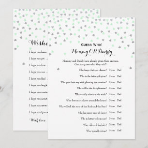 Invitation Mint 2x Baby shower Games Wings   Devinez qui