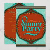 Invitation Mint Aqua Caramel Gold Fairytale Dîner (Devant / Derrière)