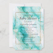 Invitation Mint Aqua Glam Elegant Marbre Or (Devant)