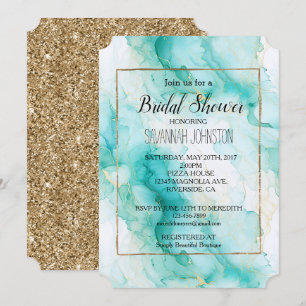 Invitation Mint Aqua Glam Elegant Marbre Or