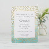 Invitation Mint Aquarelle Glam Or Leopard (Debout devant)