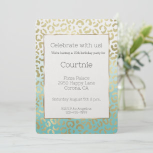 Invitation Mint Aquarelle Glam Or Leopard