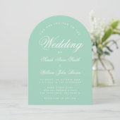 Invitation Mint Arch Simple Calligraphie Moderne Mariage vert (Debout devant)