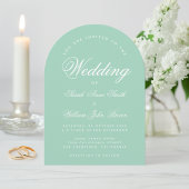 Invitation Mint Arch Simple Calligraphie Moderne Mariage vert