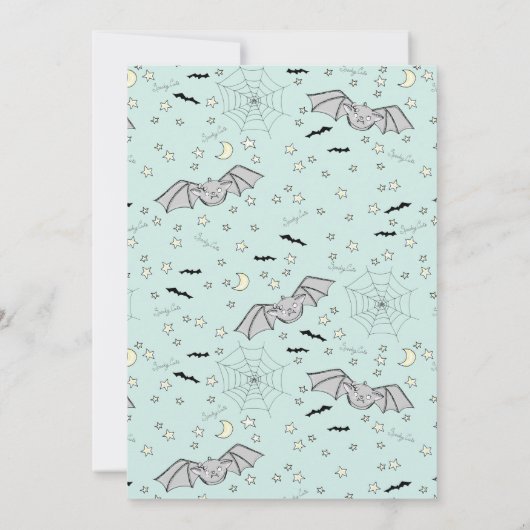 Invitation Mint Bats Éffrayant Baby shower mignon (Dos)
