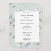 Invitation Mint Beach Ocean Sea Shells Fête des mariées (Devant / Derrière)