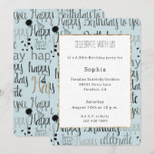 Invitation Mint Birthday Celebration Balloons Confetti  (Devant / Derrière)