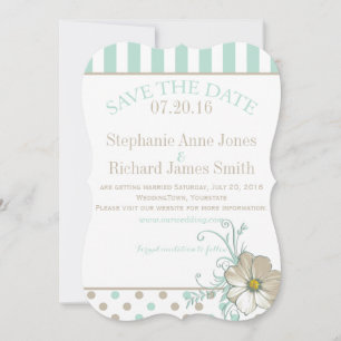 Invitation MINT BISQUE POINTS RAYURES Enregistrer la date