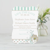 Invitation MINT BISQUE POINTS RAYURES Enregistrer la date (Debout devant)