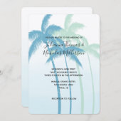 Invitation Mint Bleu Tropical Palmiers Ombre Mariage (Devant / Derrière)