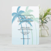 Invitation Mint Bleu Tropical Palmiers Ombre Mariage (Debout devant)