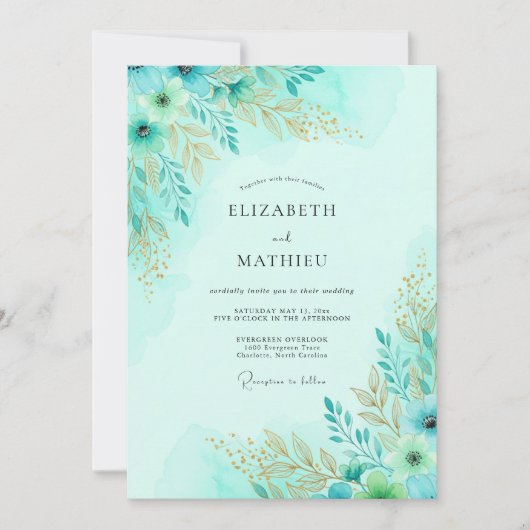 Invitation Mint Blissful Spring Wedding (Devant)
