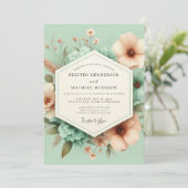Invitation Mint Blossom Whimsical Wedding (Debout devant)