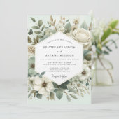 Invitation Mint Botanical Elegance Wedding (Debout devant)