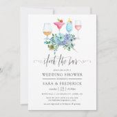Invitation Mint et bleu boho floral Stock le bar (Devant)