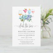 Invitation Mint et bleu boho floral Stock le bar (Debout devant)