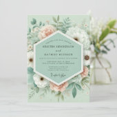 Invitation Mint Floral Enchantment Wedding (Debout devant)