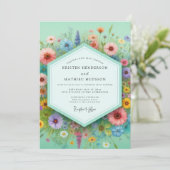 Invitation Mint Floral Meadow Whimsy Wedding (Debout devant)