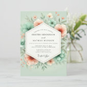 Invitation Mint Floral Whimsy Romance Wedding (Debout devant)