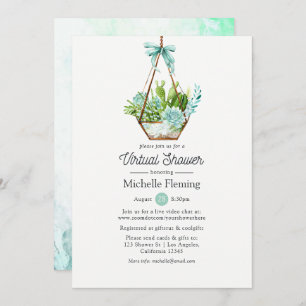 Invitation Mint Glass Terrarium Virtual Baby ou Fête des mari