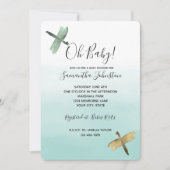 Invitation Mint Gold Dragonlies Ombre Aquarelle (Devant)