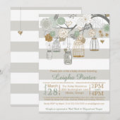 Invitation Mint Gold Parties scintillant Baby shower Mason Ja (Devant / Derrière)