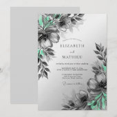 Invitation Mint Green Artistic Botanical Wedding (Devant / Derrière)