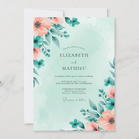 Invitation Mint Green Atmospheric Spring Wedding (Devant)