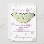Invitation Mint Green Beauté Papillon Anniversaire (Devant)