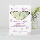 Invitation Mint Green Beauté Papillon Anniversaire (Debout devant)