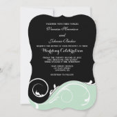 Invitation Mint Green Black Swirl Bracket Wedet Invite (Devant)