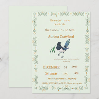 Invitation Mint Green Botanical Dove Square Bridal Shower Inv