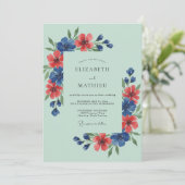 Invitation Mint Green Breezy Wildflower Wedding (Debout devant)