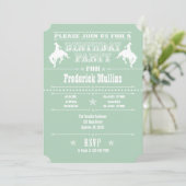 Invitation Mint Green Cowboy Rodeo Anniversaire Fête Invitati (Debout devant)