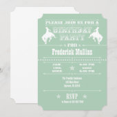 Invitation Mint Green Cowboy Rodeo Anniversaire Fête Invitati (Devant / Derrière)