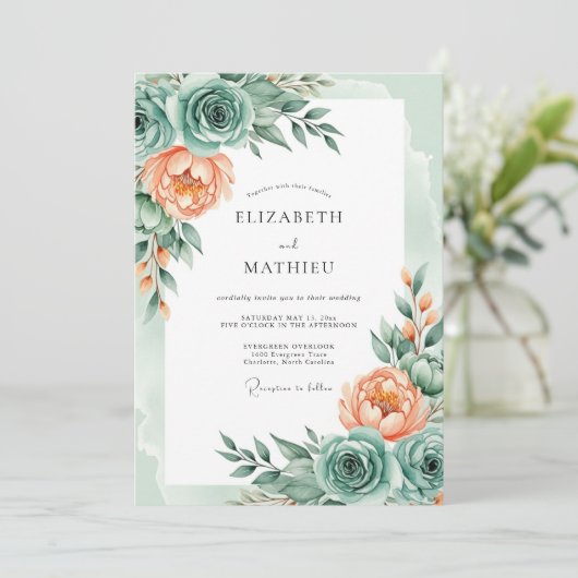 Invitation Mint Green Delicate Spring Wedding (Debout devant)