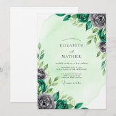 Invitation Mint Green Distinguished Botanical Wedding (Devant / Derrière)