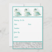 Invitation Mint Green Eau Bébé Dinosaure Douche (Dos)