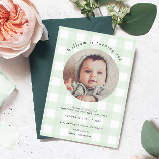 Invitation Mint Green En vichy photo Anniversaire