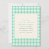 Invitation Mint Green En vichy Plaid Joli Baby shower d'été (Devant)