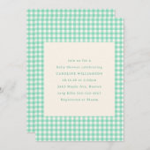 Invitation Mint Green En vichy Plaid Joli Baby shower d'été (Devant / Derrière)