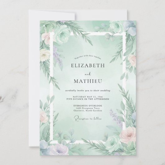 Invitation Mint Green Ethereal Winter Wedding (Devant)
