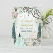 Invitation Mint Green Fairytale Jardin enchanté Quinceanera (Debout devant)